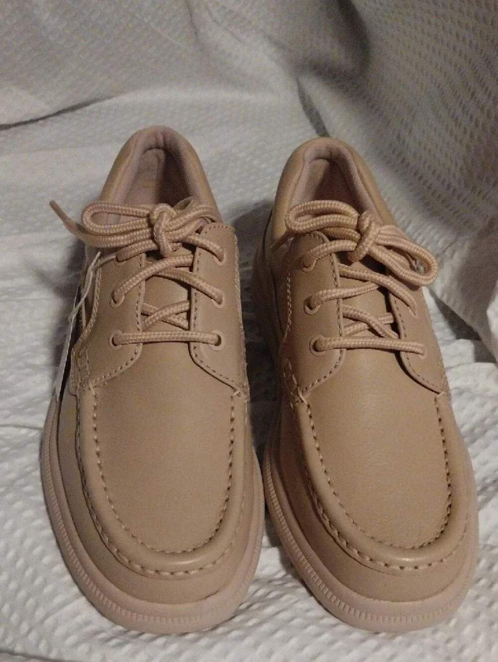 Hush Puppies Men's Gus Beige Leather Slip-On Style Zero G Lace-Up Loafers Size 7